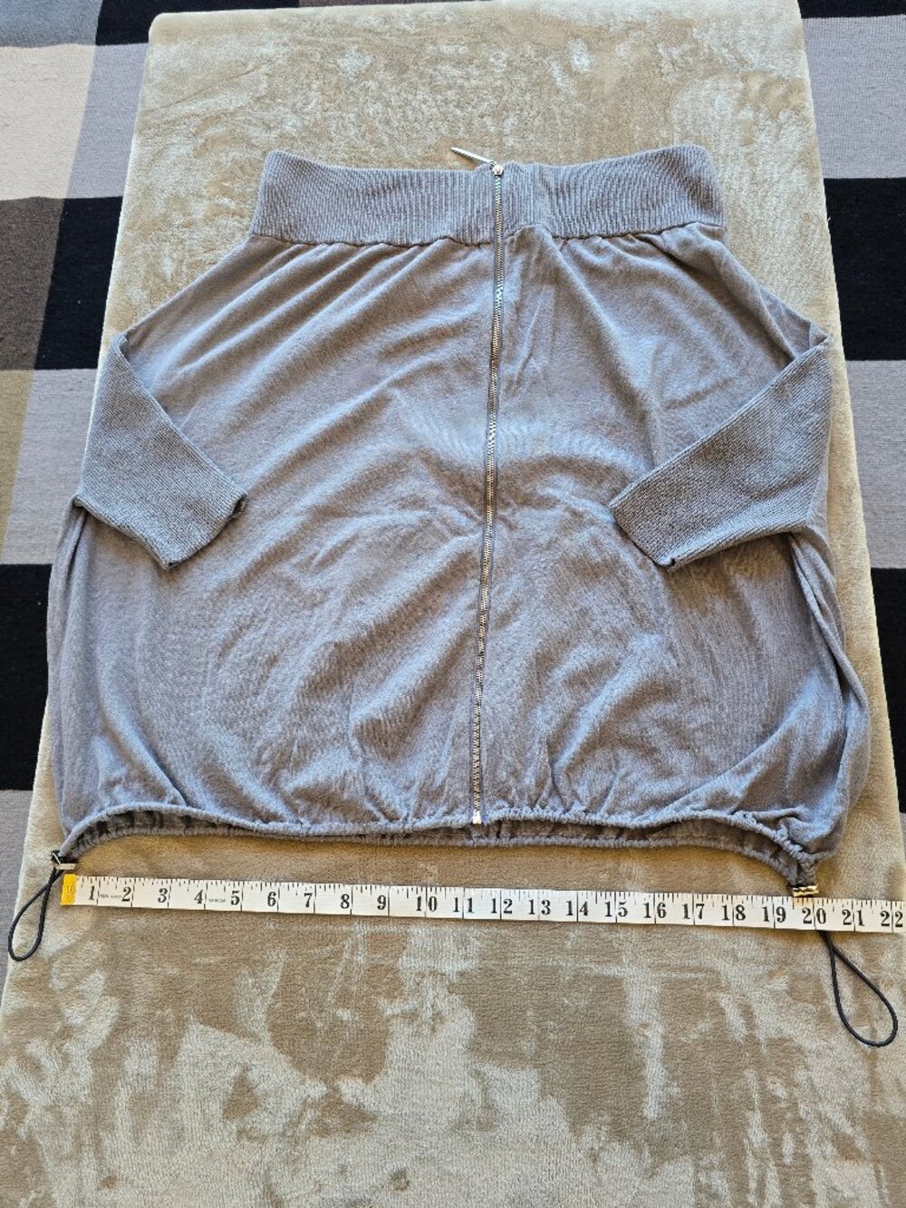 Adolfo Dominguez Gray Batwing Full Zip Knit Cardigan Top Size S Cotton Blend